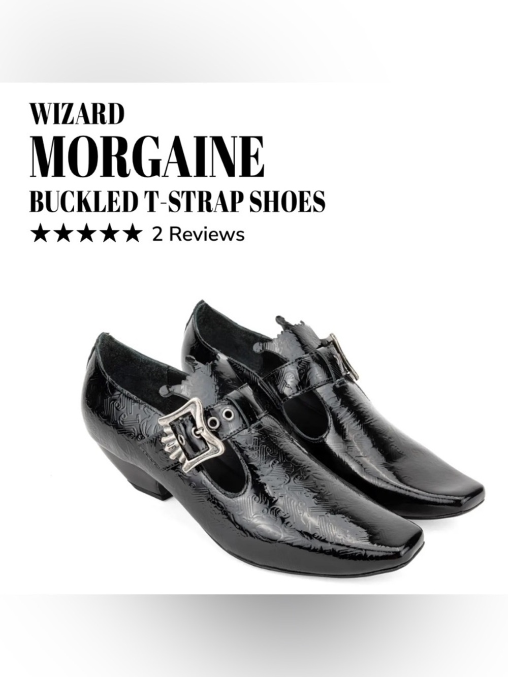 Fluevog NWOB Wizard Morgaine t-strap black patent buckle shoe - 10.5 (fits 11)